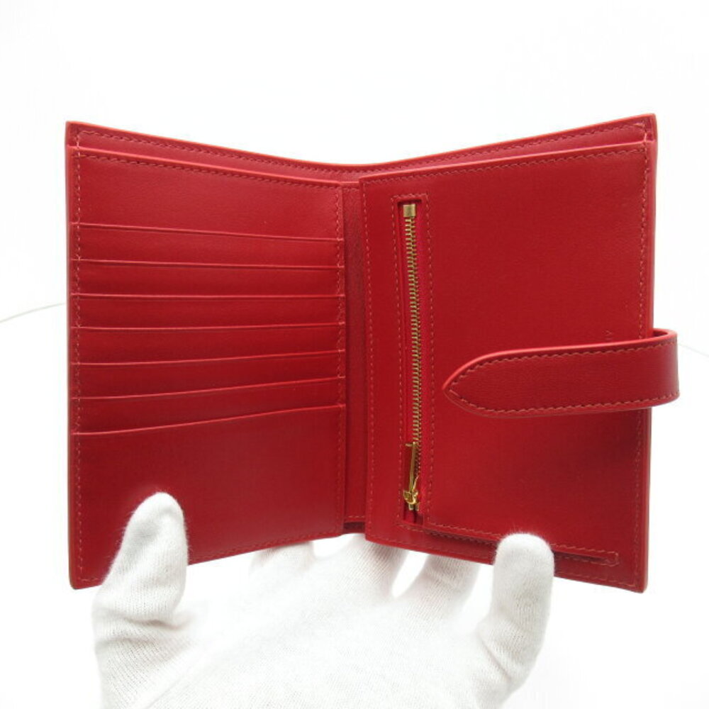 Celine Leather Bifold Wallet Calfskin Red Wallet - Picture 8 of 9